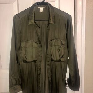 Olive green button down.